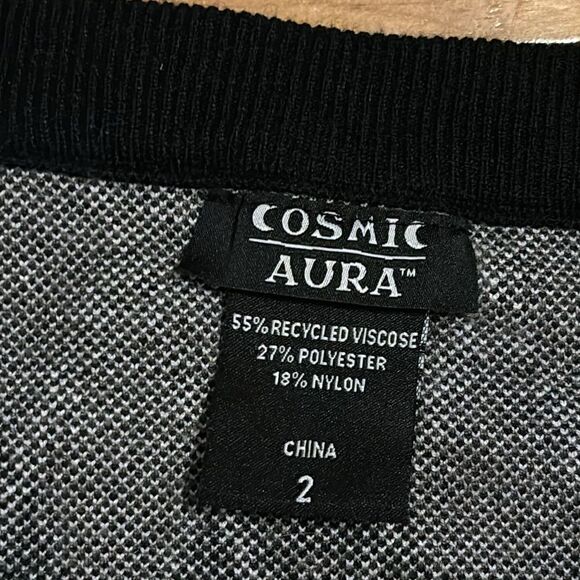 Cosmic Aura Girl’s Black and Grey Argyle Crop Sweater Vest Size 2 - Picture 6 of 8